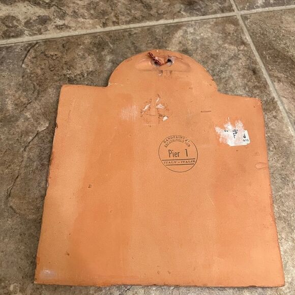 Italy Pottery Trivet Lemon Pier 1 Wall Hang Green Leaf Blue Flower Scrolls - Picture 3 of 6